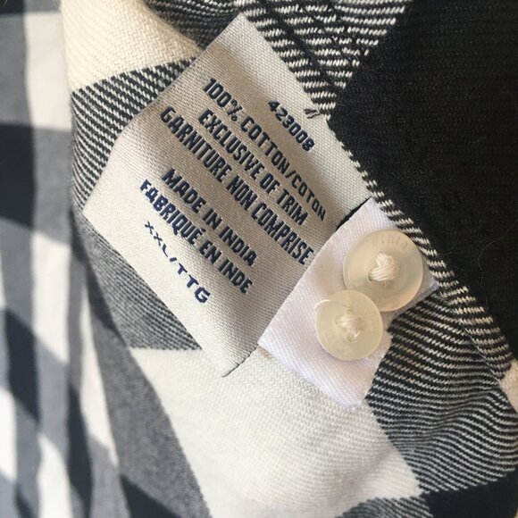 TAILOR VINTAGE Shirt Long Sleeve Button Black White Check 2XL XXL - Picture 3 of 7